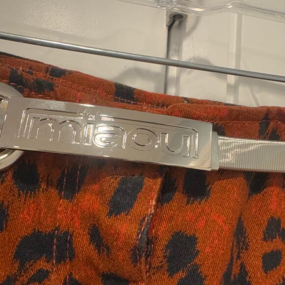 Miaou The Tommy Leopard Trouser Pants Stretch Denim Logo Belted Size 26 NWT - Picture 11 of 13